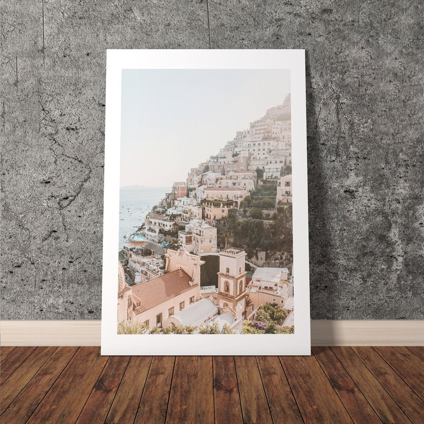 Wes Co Gallery Poster Sunlit Coastal Village A4 Home Goods - Nature  Art Print