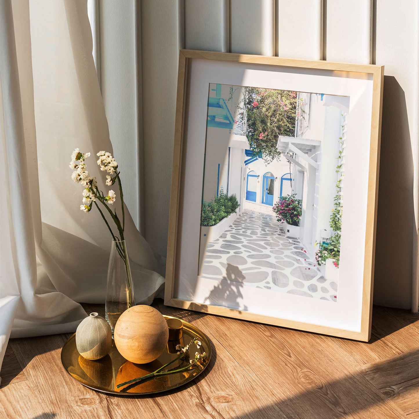 Wes Co Gallery Poster Santorini Alleyway 5 x 7" Home Goods - Nature  Art Print