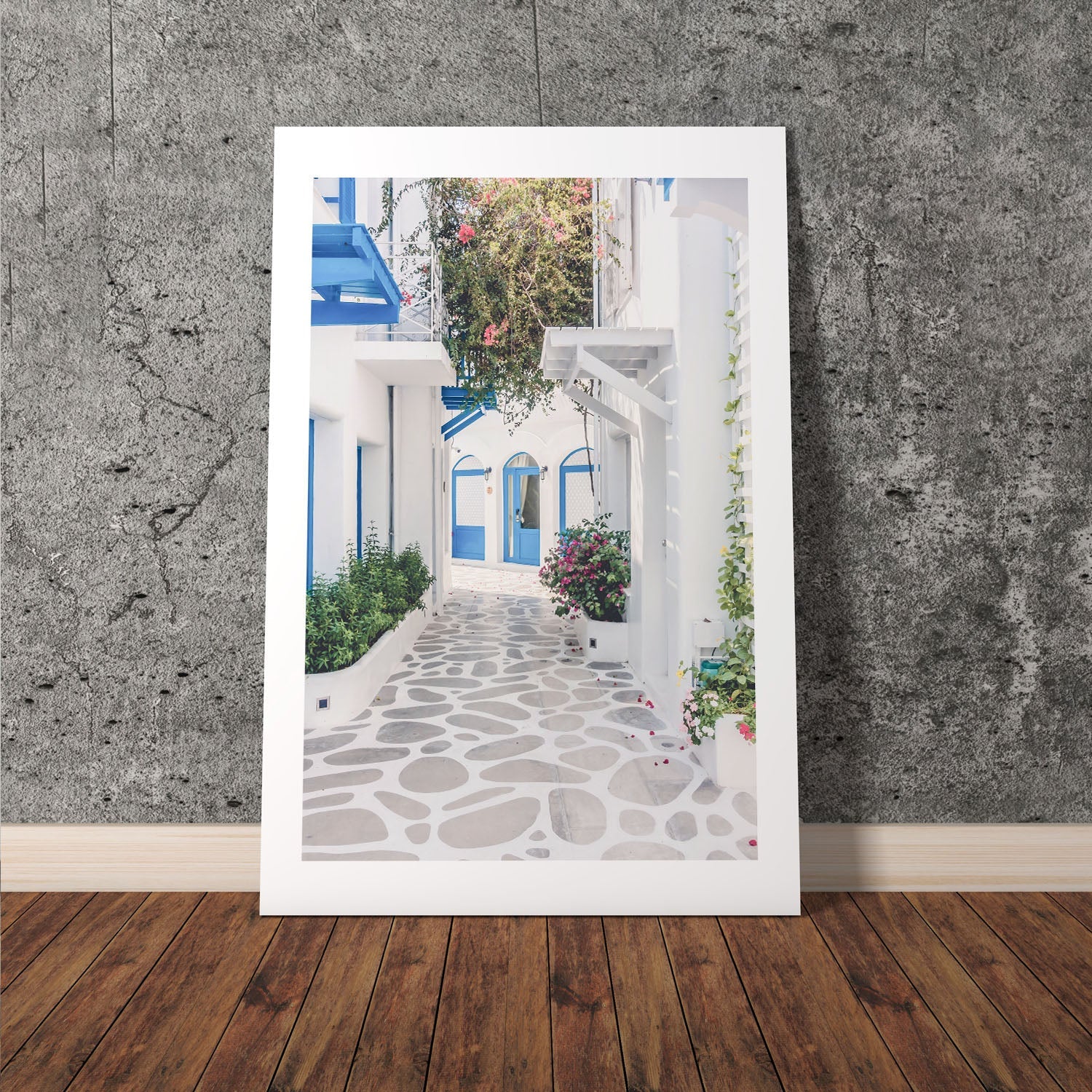 Wes Co Gallery Poster Santorini Alleyway 8 x 10" Home Goods - Nature  Art Print