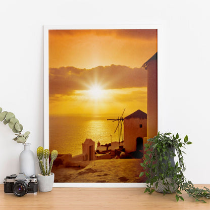 Wes Co Gallery Poster Sunset at Oia 11 x 17" Home Goods - Nature  Art Print