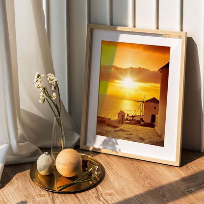 Wes Co Gallery Poster Sunset at Oia 5 x 7" Home Goods - Nature  Art Print