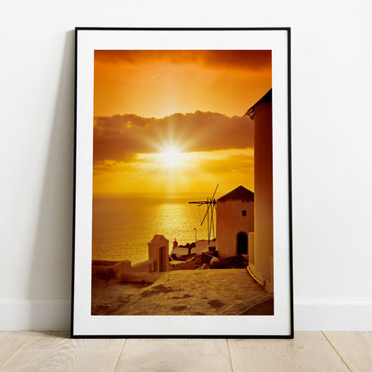 Wes Co Gallery Poster Sunset at Oia 5 x 7" Home Goods - Nature  Art Print