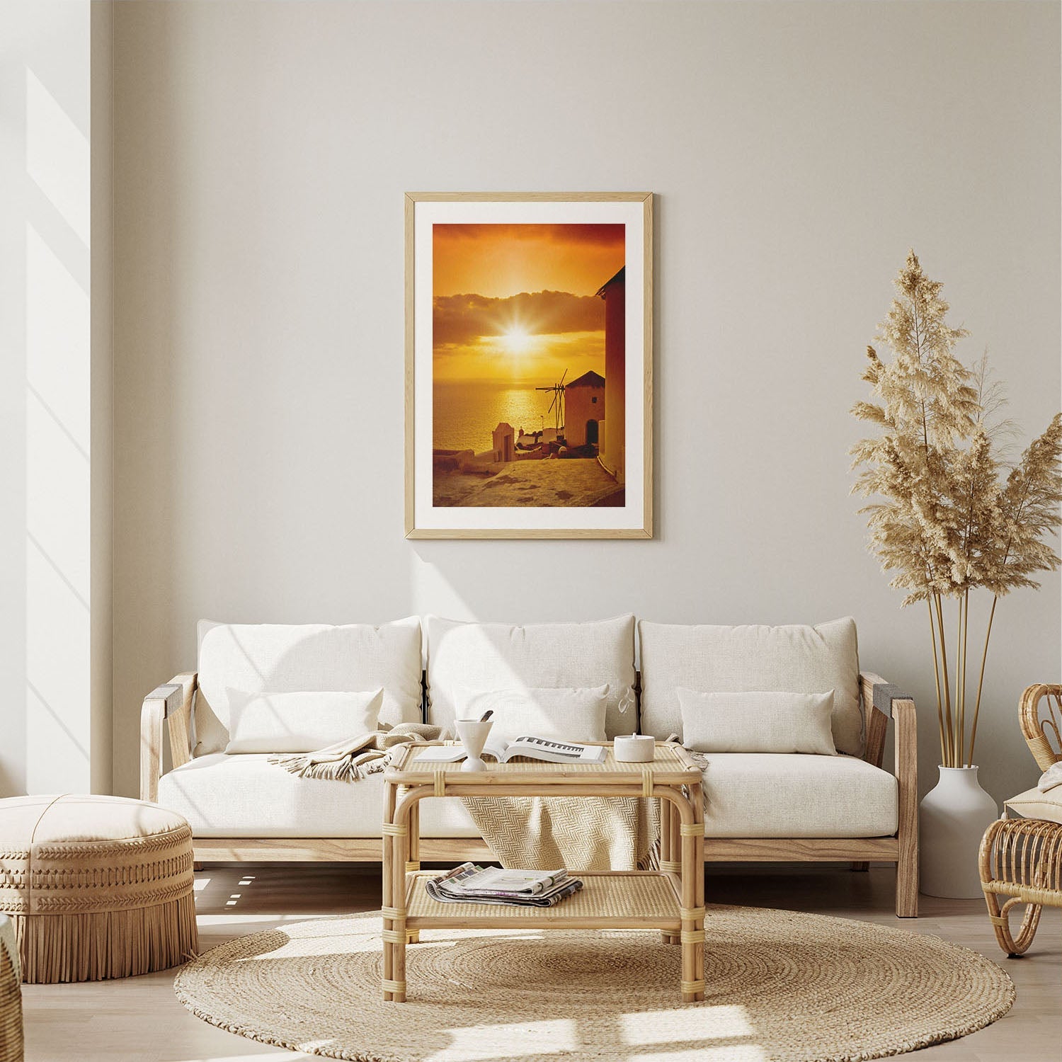 Wes Co Gallery Poster Sunset at Oia 5 x 7" Home Goods - Nature  Art Print