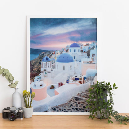 Wes Co Gallery Poster Twilight Over Santorini 11 x 17" Home Goods - Nature  Art Print