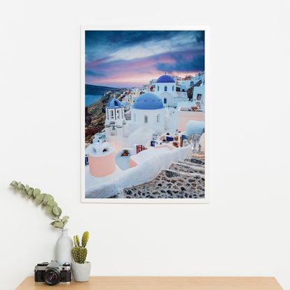 Wes Co Gallery Poster Twilight Over Santorini 11 x 17" Home Goods - Nature  Art Print