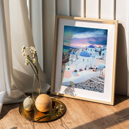 Wes Co Gallery Poster Twilight Over Santorini 5 x 7" Home Goods - Nature  Art Print