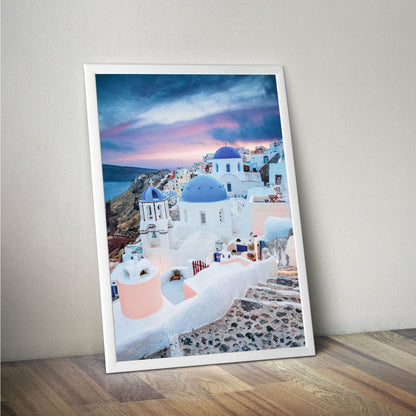 Wes Co Gallery Poster Twilight Over Santorini 11 x 17" Home Goods - Nature  Art Print