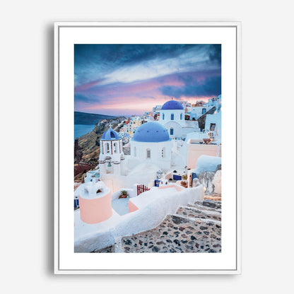 Wes Co Gallery Poster Twilight Over Santorini 5 x 7" Home Goods - Nature  Art Print