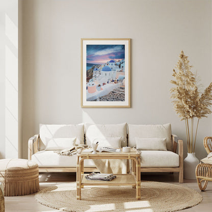 Wes Co Gallery Poster Twilight Over Santorini 5 x 7" Home Goods - Nature  Art Print