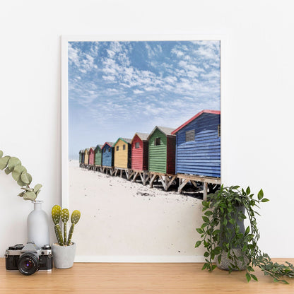 Wes Co Gallery Poster Vibrant Beach Sheds 11 x 17" Home Goods - Nature  Art Print