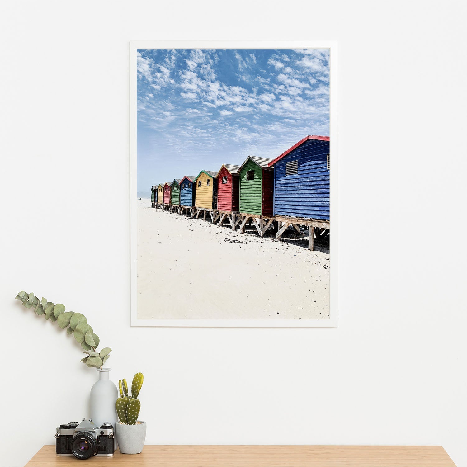 Wes Co Gallery Poster Vibrant Beach Sheds 11 x 17" Home Goods - Nature  Art Print