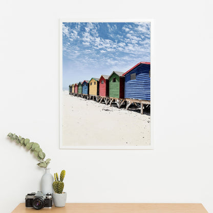 Wes Co Gallery Poster Vibrant Beach Sheds 11 x 17" Home Goods - Nature  Art Print