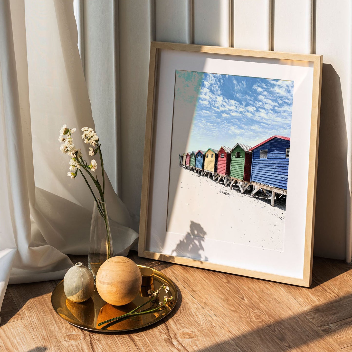 Wes Co Gallery Poster Vibrant Beach Sheds 5 x 7" Home Goods - Nature  Art Print