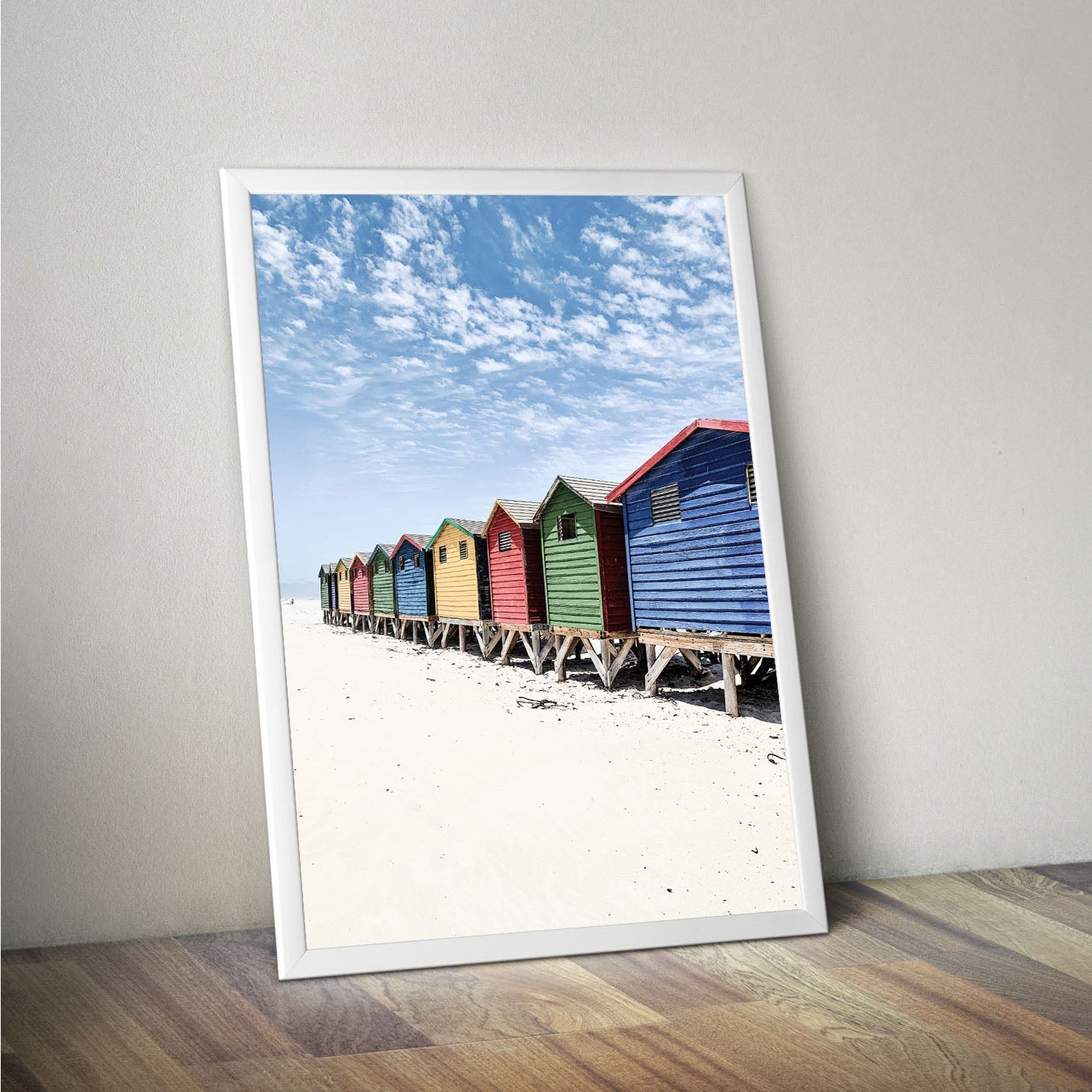 Wes Co Gallery Poster Vibrant Beach Sheds 11 x 17" Home Goods - Nature  Art Print