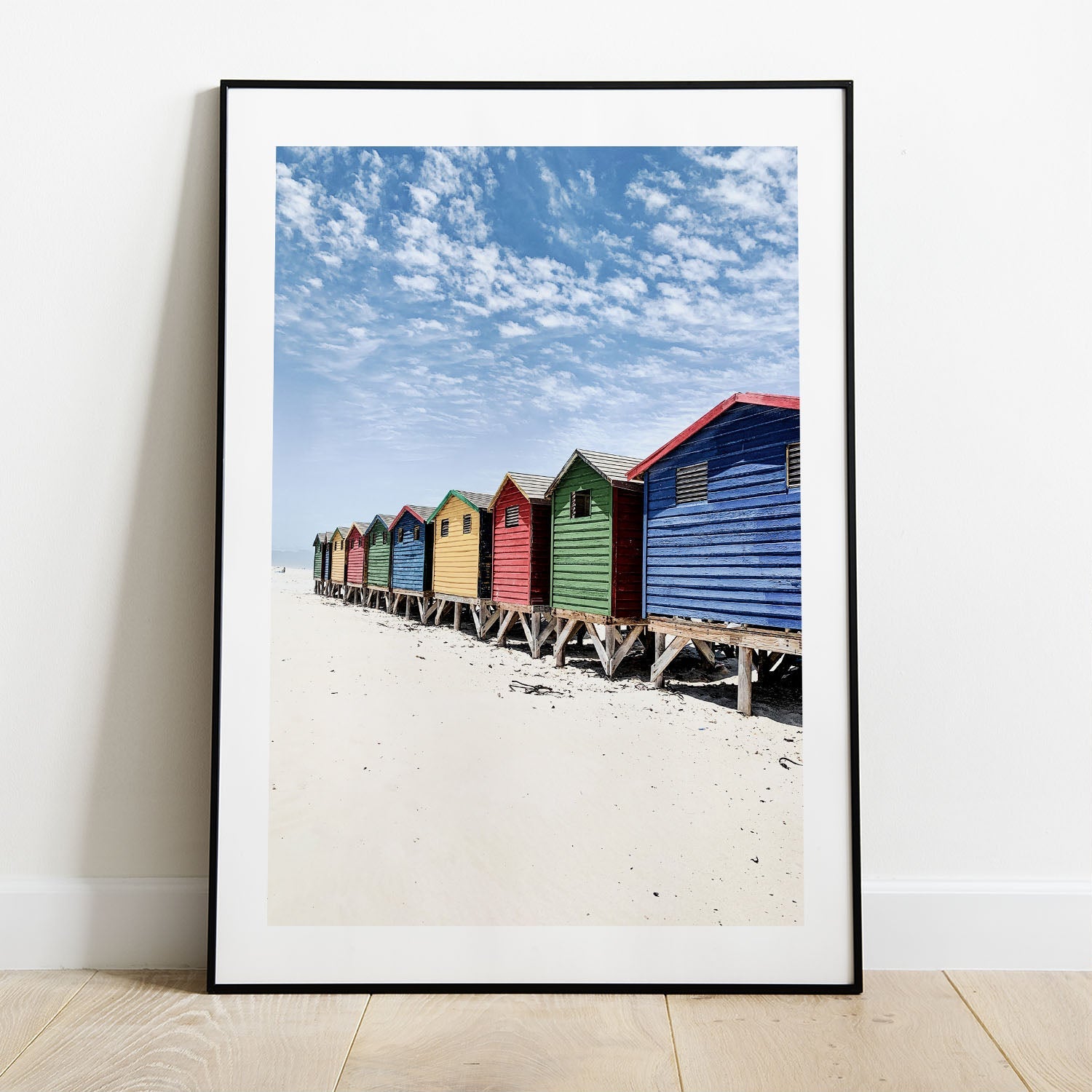 Wes Co Gallery Poster Vibrant Beach Sheds 5 x 7" Home Goods - Nature  Art Print