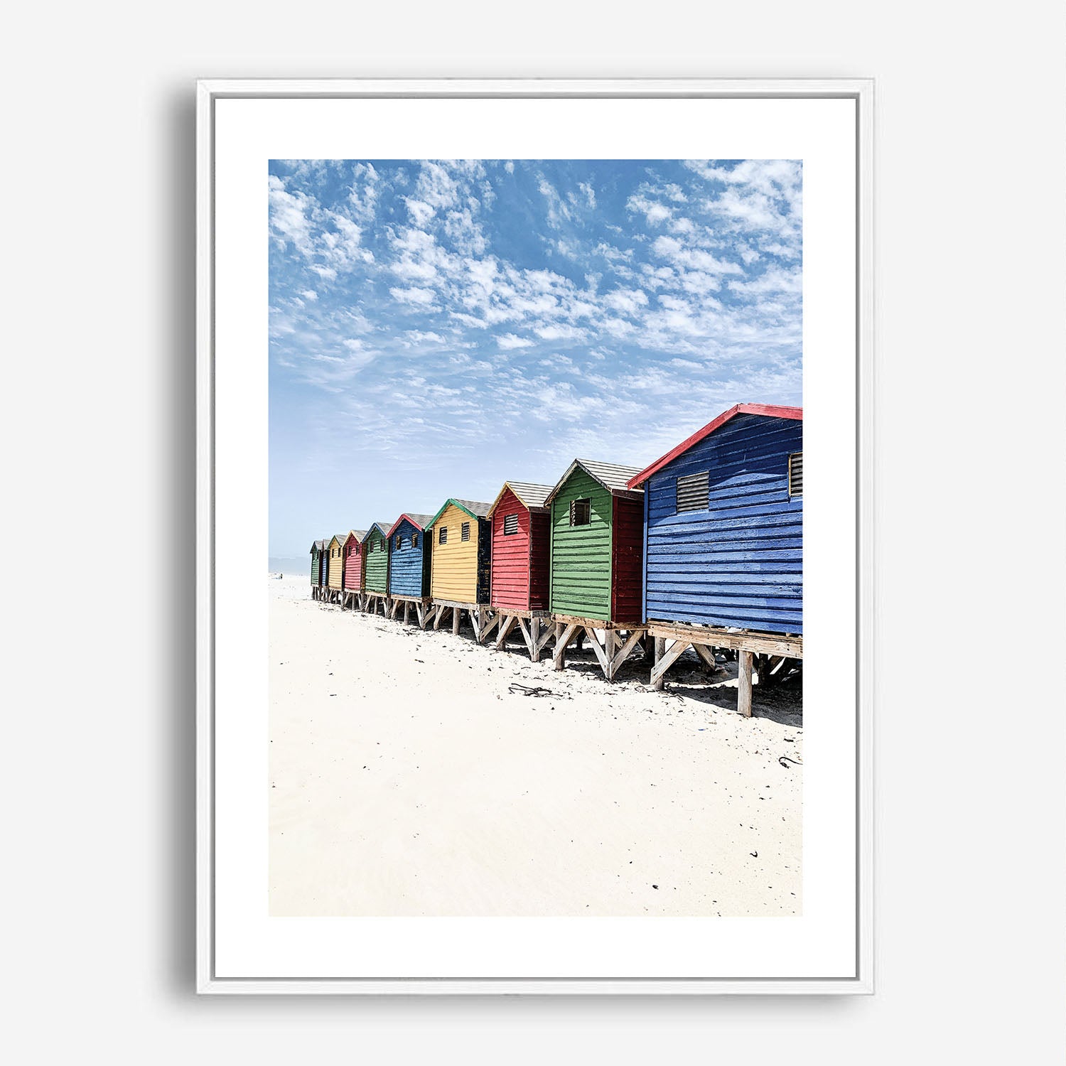 Wes Co Gallery Poster Vibrant Beach Sheds 5 x 7" Home Goods - Nature  Art Print