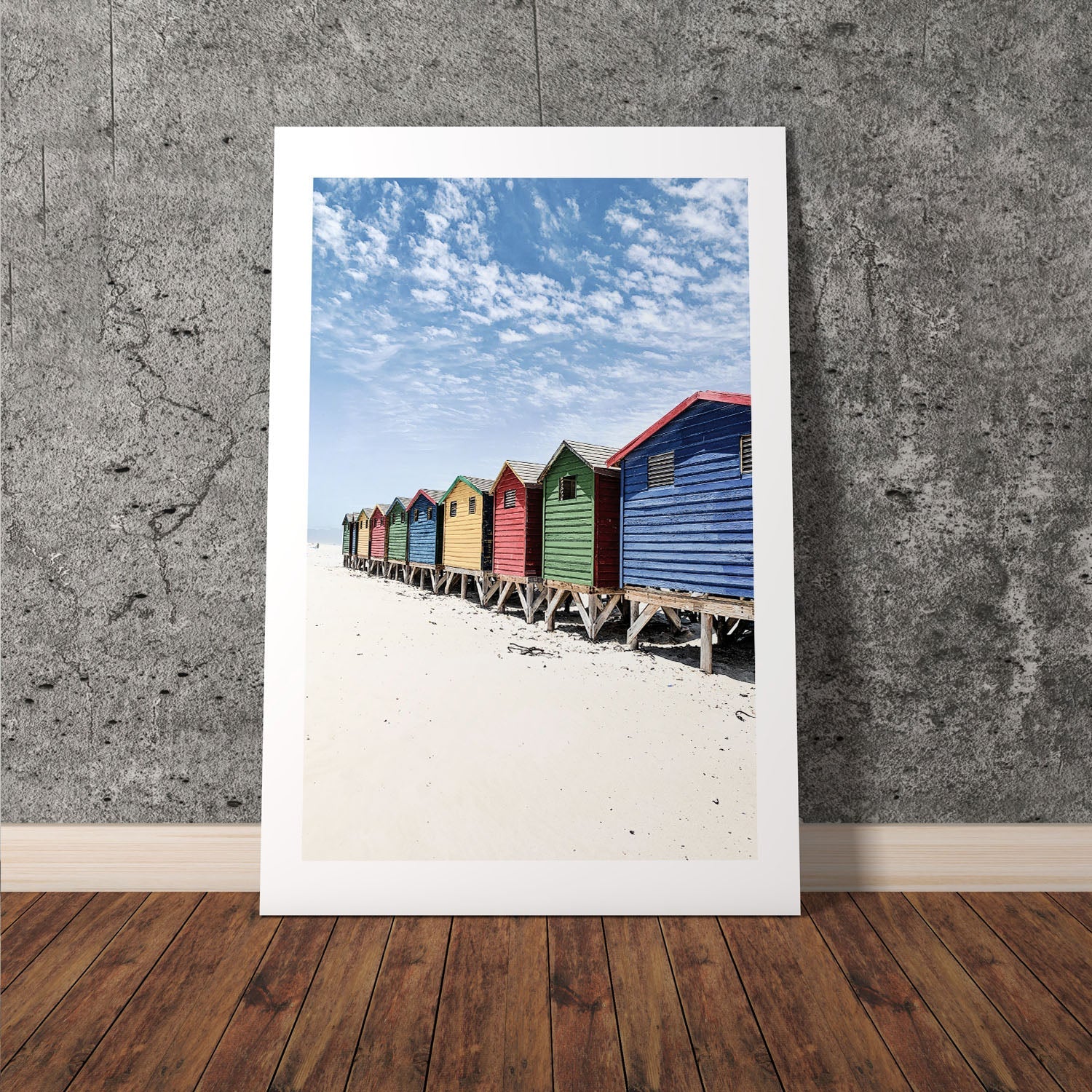 Wes Co Gallery Poster Vibrant Beach Sheds 8 x 10" Home Goods - Nature  Art Print