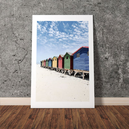 Wes Co Gallery Poster Vibrant Beach Sheds 8 x 10" Home Goods - Nature  Art Print