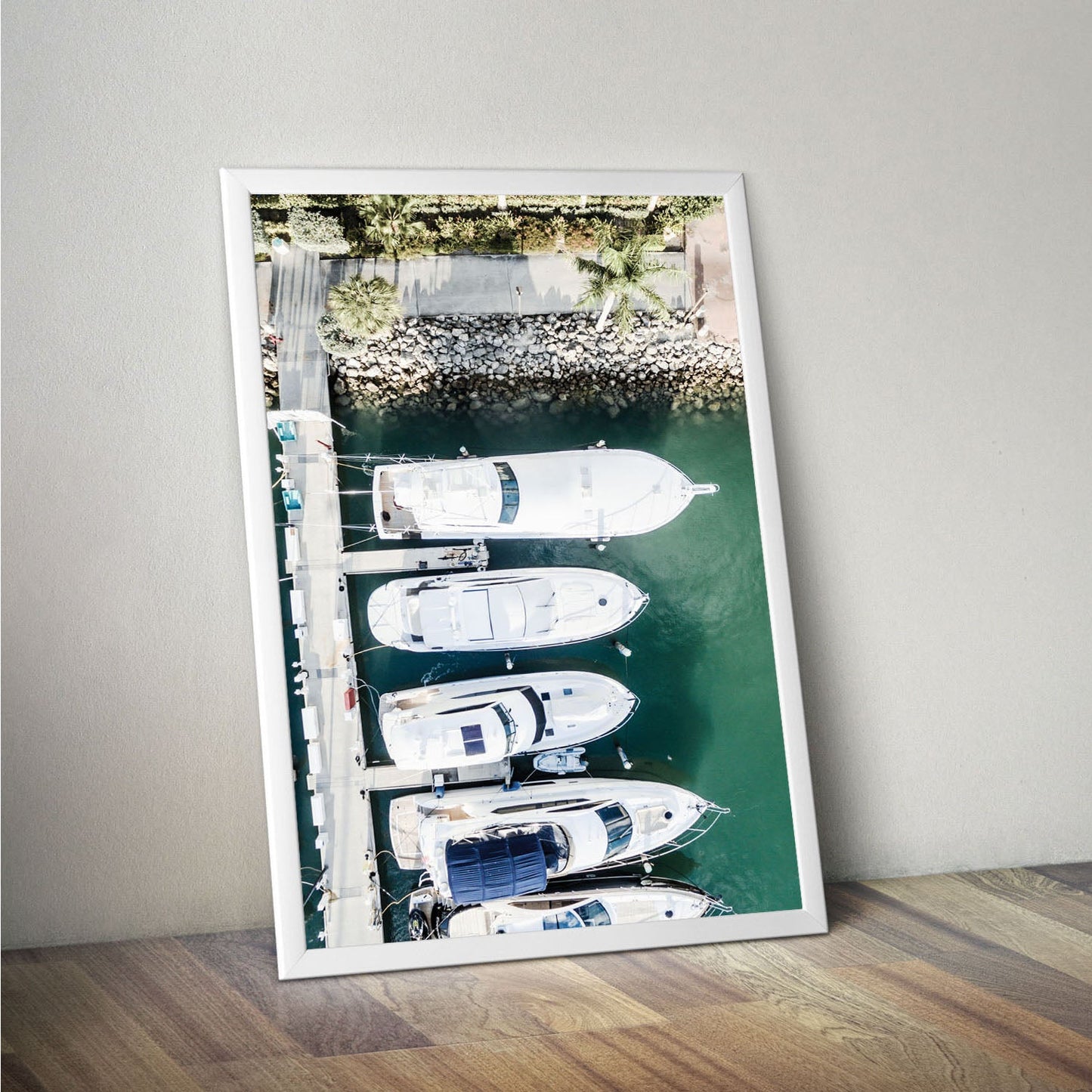 Wes Co Gallery Poster Luxury Yachts in Marina 11 x 17" Home Goods - Nature  Art Print