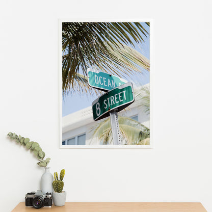 Wes Co Gallery Poster Miami Ocean Drive 11 x 17" Home Goods - Nature  Art Print