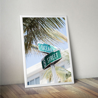 Wes Co Gallery Poster Miami Ocean Drive 11 x 17" Home Goods - Nature  Art Print