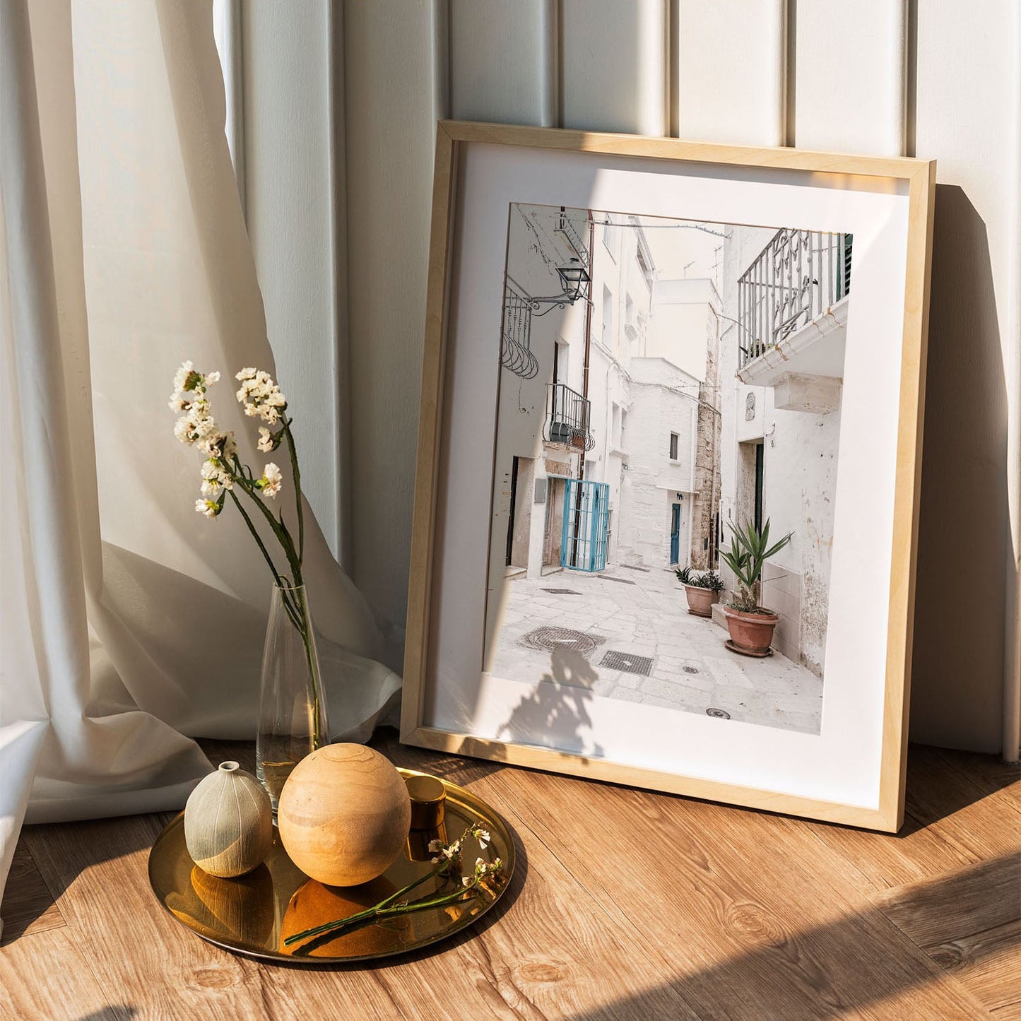 Wes Co Gallery Poster Charming Whitewashed Streets 5 x 7" Home Goods - Nature  Art Print