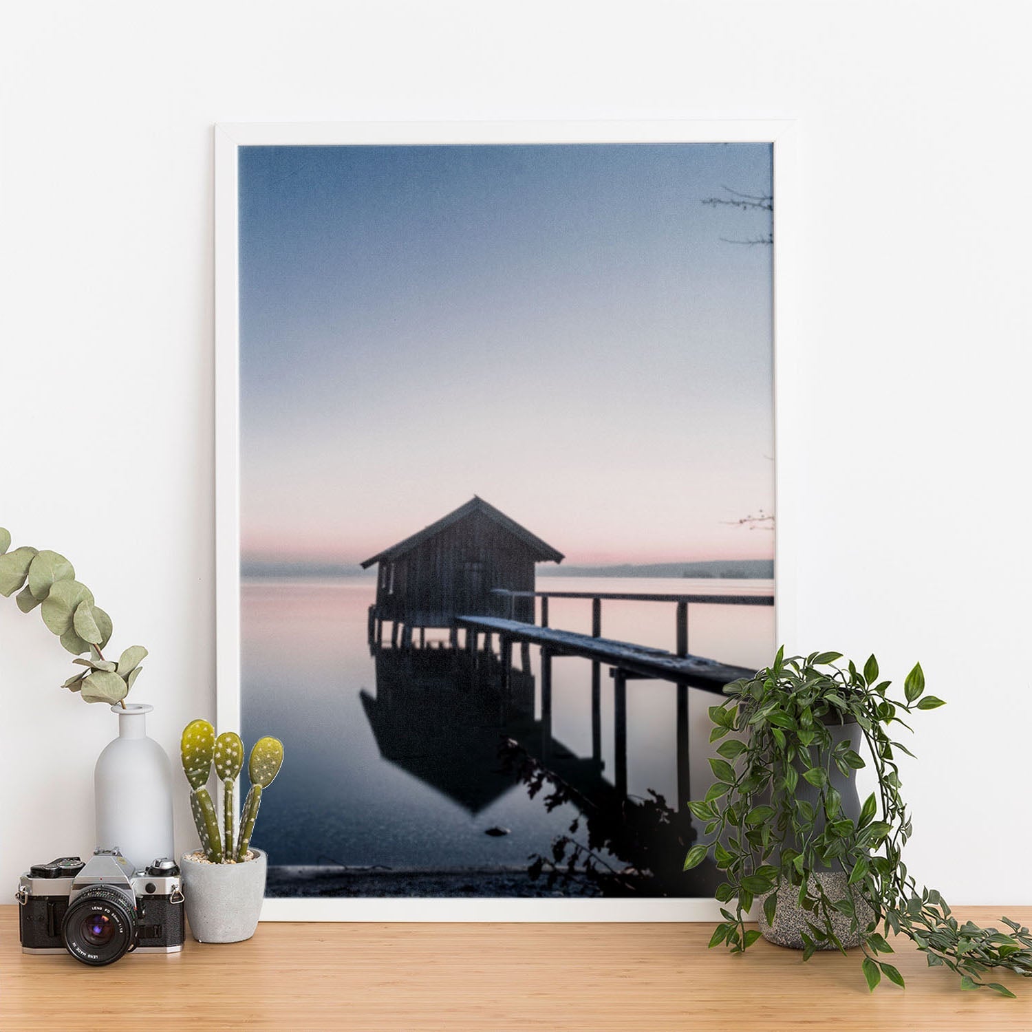 Wes Co Gallery Poster Lakeside Cabin at Dusk 11 x 17" Home Goods - Nature  Art Print