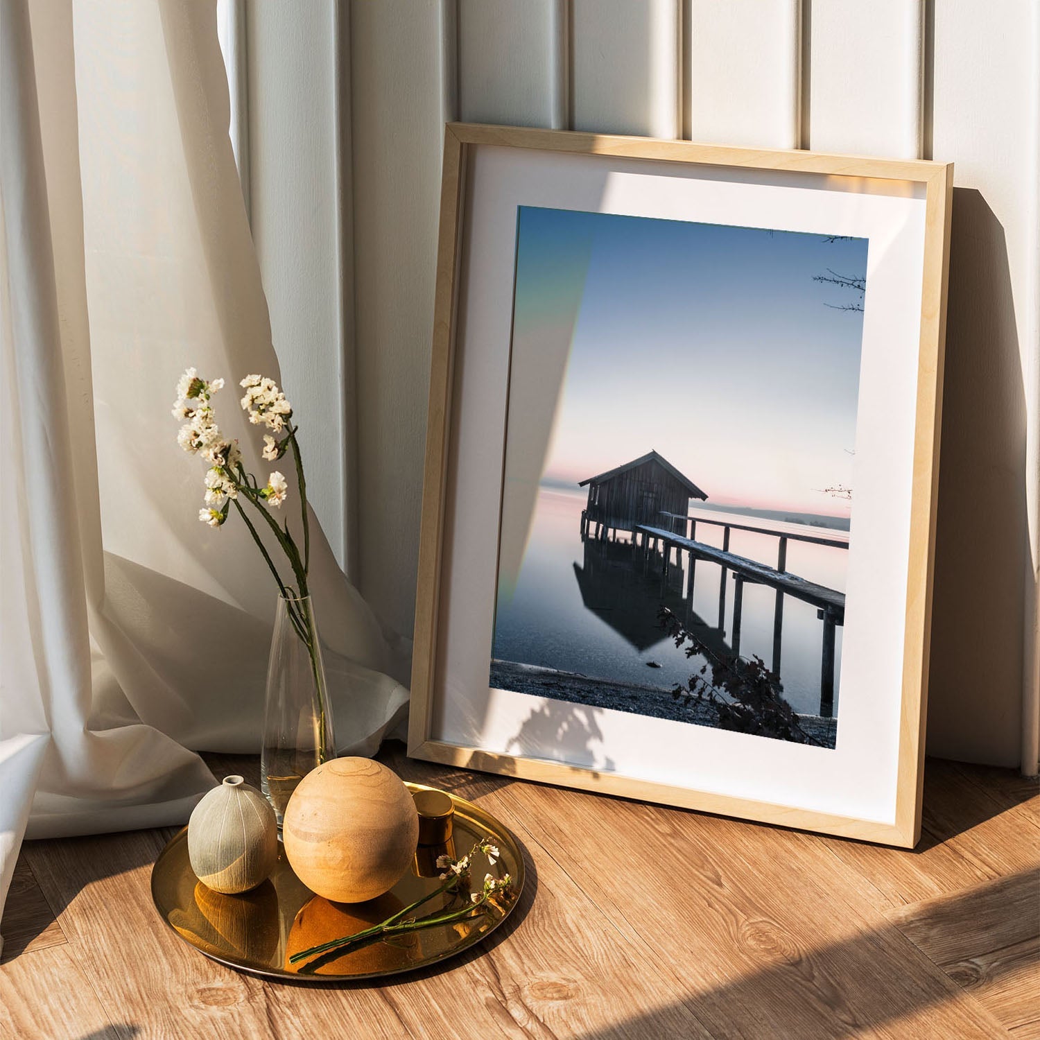 Wes Co Gallery Poster Lakeside Cabin at Dusk 5 x 7" Home Goods - Nature  Art Print