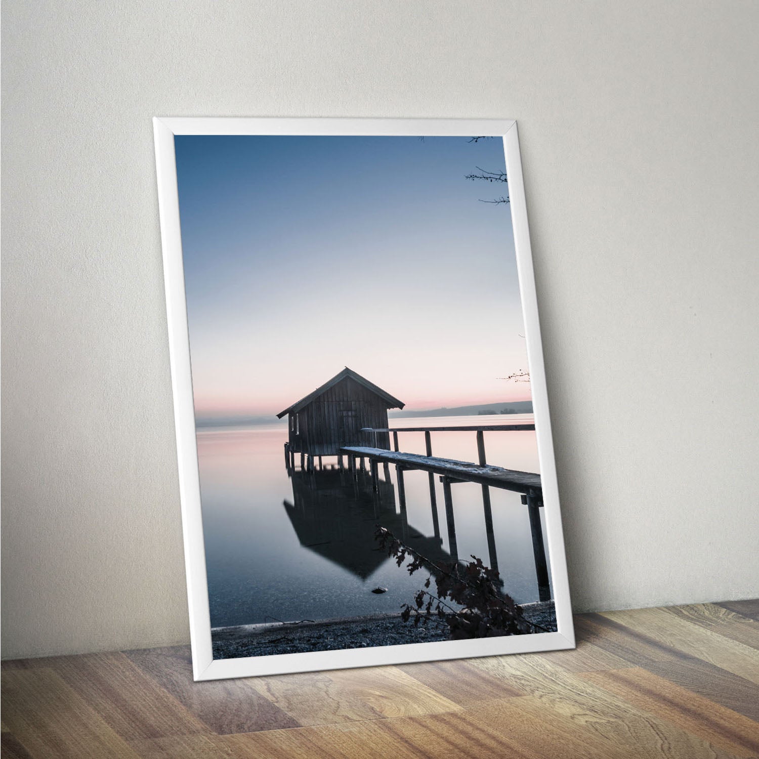 Wes Co Gallery Poster Lakeside Cabin at Dusk 11 x 17" Home Goods - Nature  Art Print