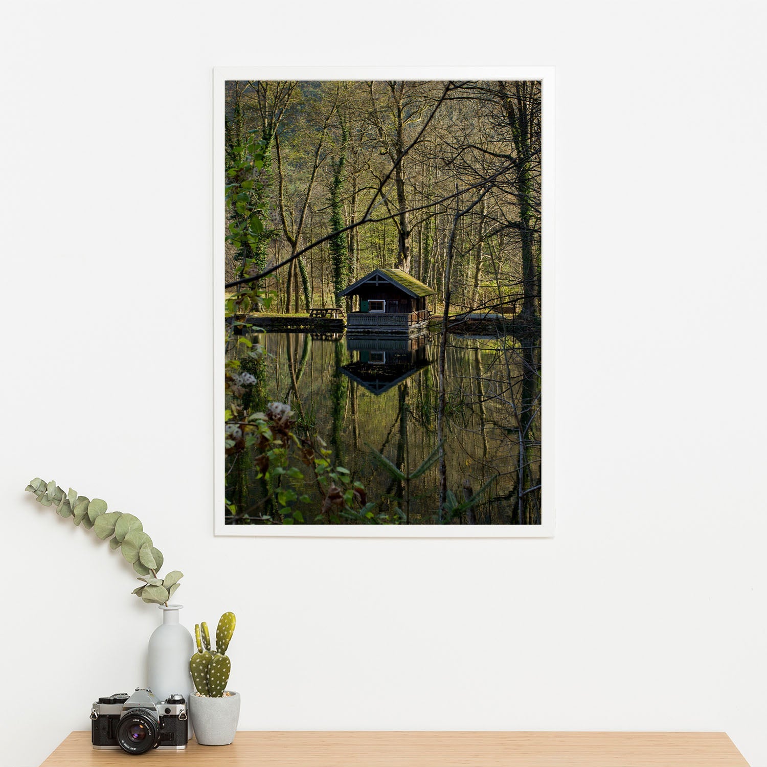 Wes Co Gallery Poster Forest Reflection Cabin 11 x 17" Home Goods - Nature  Art Print