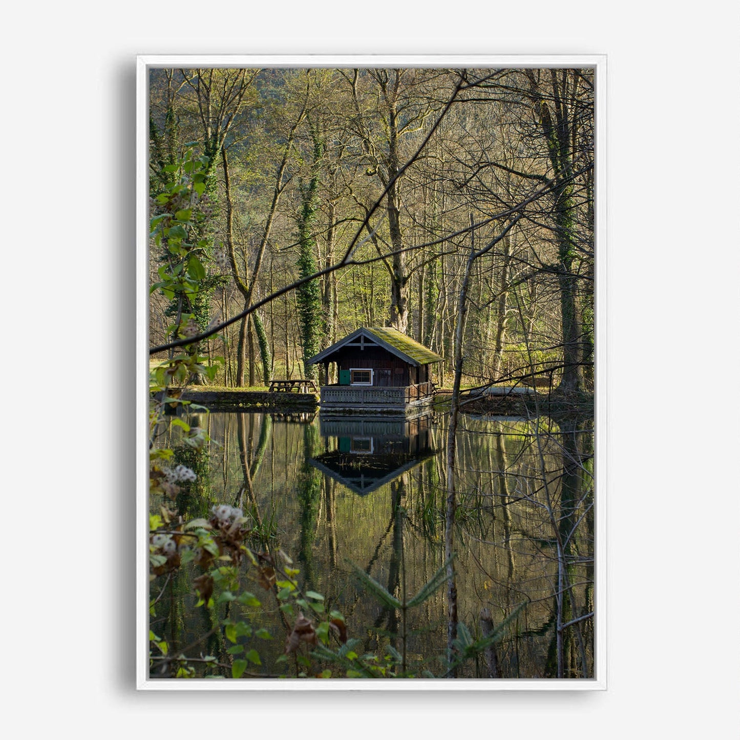 Wes Co Gallery Poster Forest Reflection Cabin 8 x 10" Home Goods - Nature  Art Print