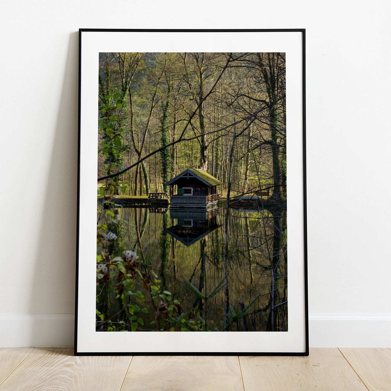 Wes Co Gallery Poster Forest Reflection Cabin 5 x 7" Home Goods - Nature  Art Print