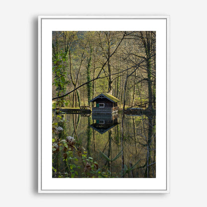 Wes Co Gallery Poster Forest Reflection Cabin 5 x 7" Home Goods - Nature  Art Print