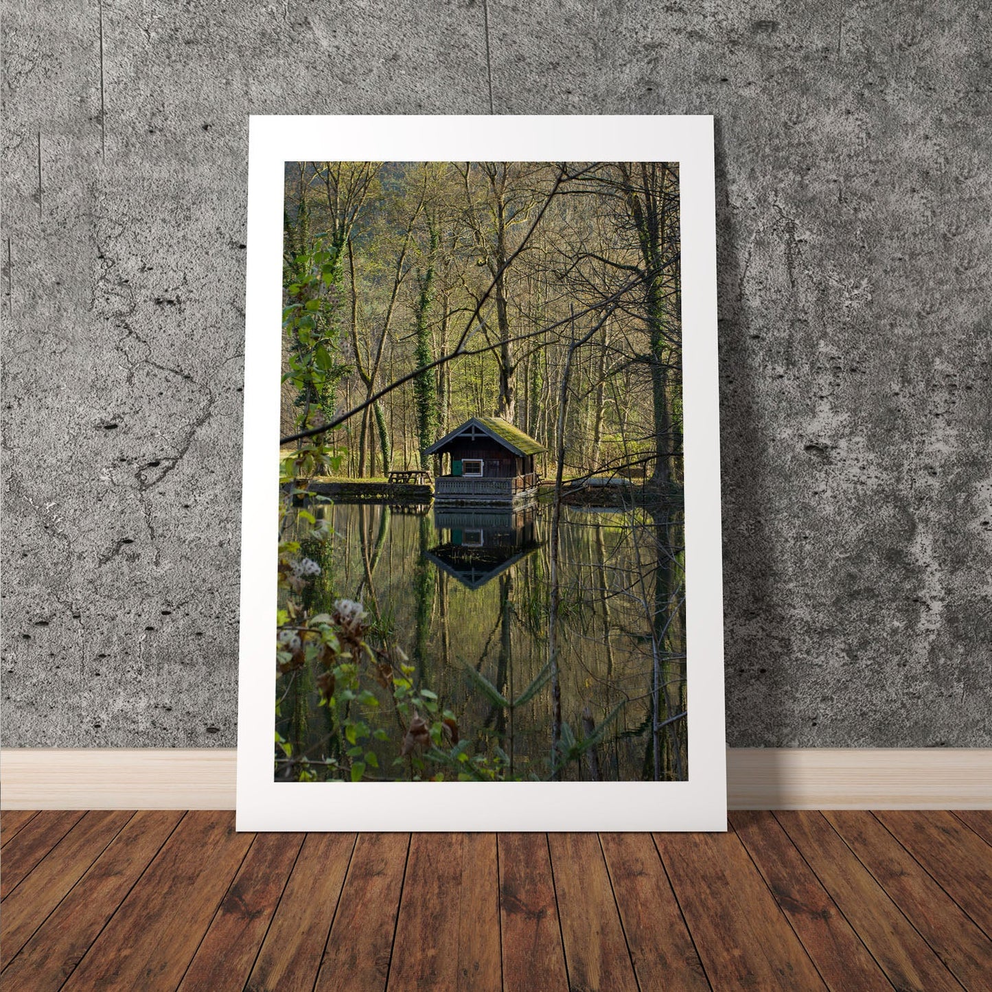 Wes Co Gallery Poster Forest Reflection Cabin 8 x 10" Home Goods - Nature  Art Print