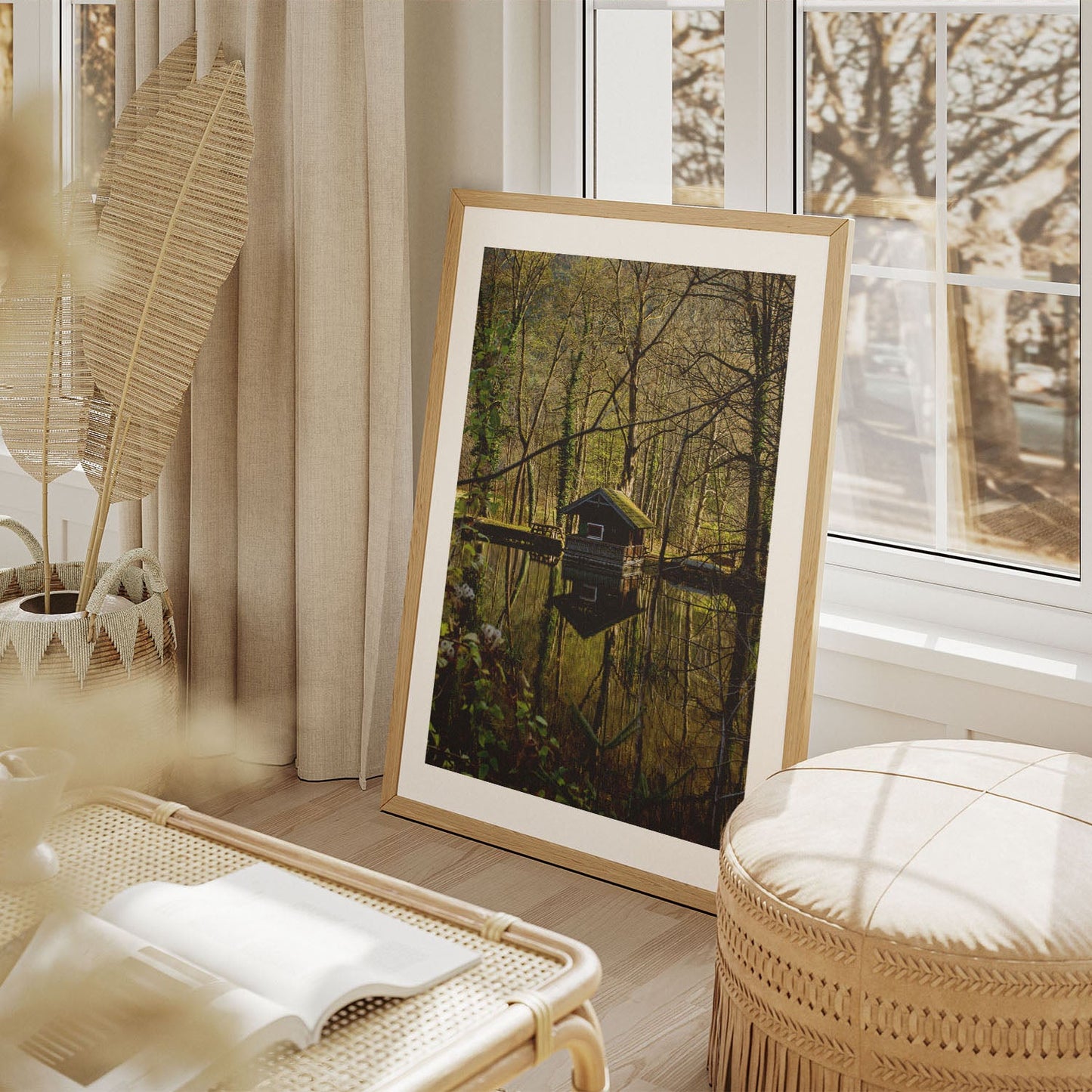 Wes Co Gallery Poster Forest Reflection Cabin 8 x 10" Home Goods - Nature  Art Print