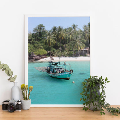 Wes Co Gallery Poster Rustic Fishing Boat Tranquility 11 x 17" Home Goods - Nature  Art Print