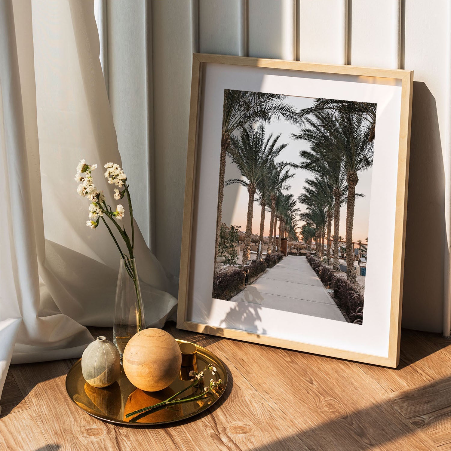 Wes Co Gallery Poster Sunset Palm Promenade 5 x 7" Home Goods - Nature  Art Print