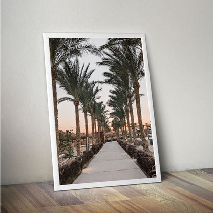 Wes Co Gallery Poster Sunset Palm Promenade 11 x 17" Home Goods - Nature  Art Print