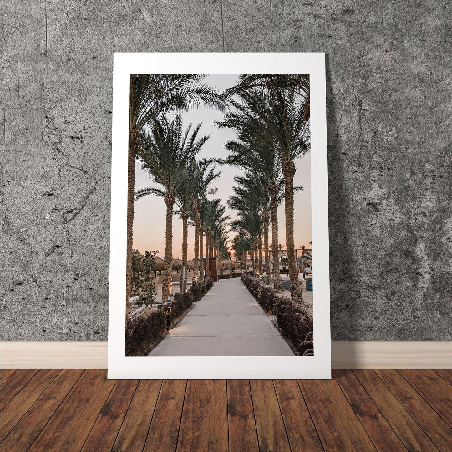 Wes Co Gallery Poster Sunset Palm Promenade 8 x 10" Home Goods - Nature  Art Print