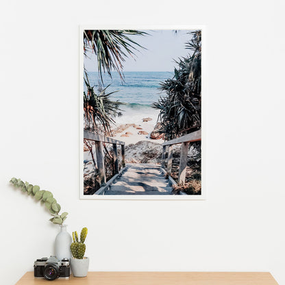 Wes Co Gallery Poster Wategos Beach Pathway 11 x 17" Home Goods - Nature  Art Print