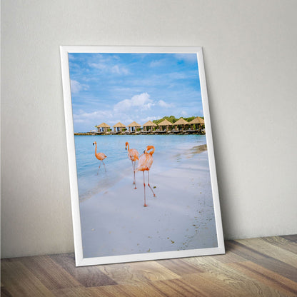 Wes Co Gallery Poster Flamingos by the Shore 11 x 17" Home Goods - Nature  Art Print