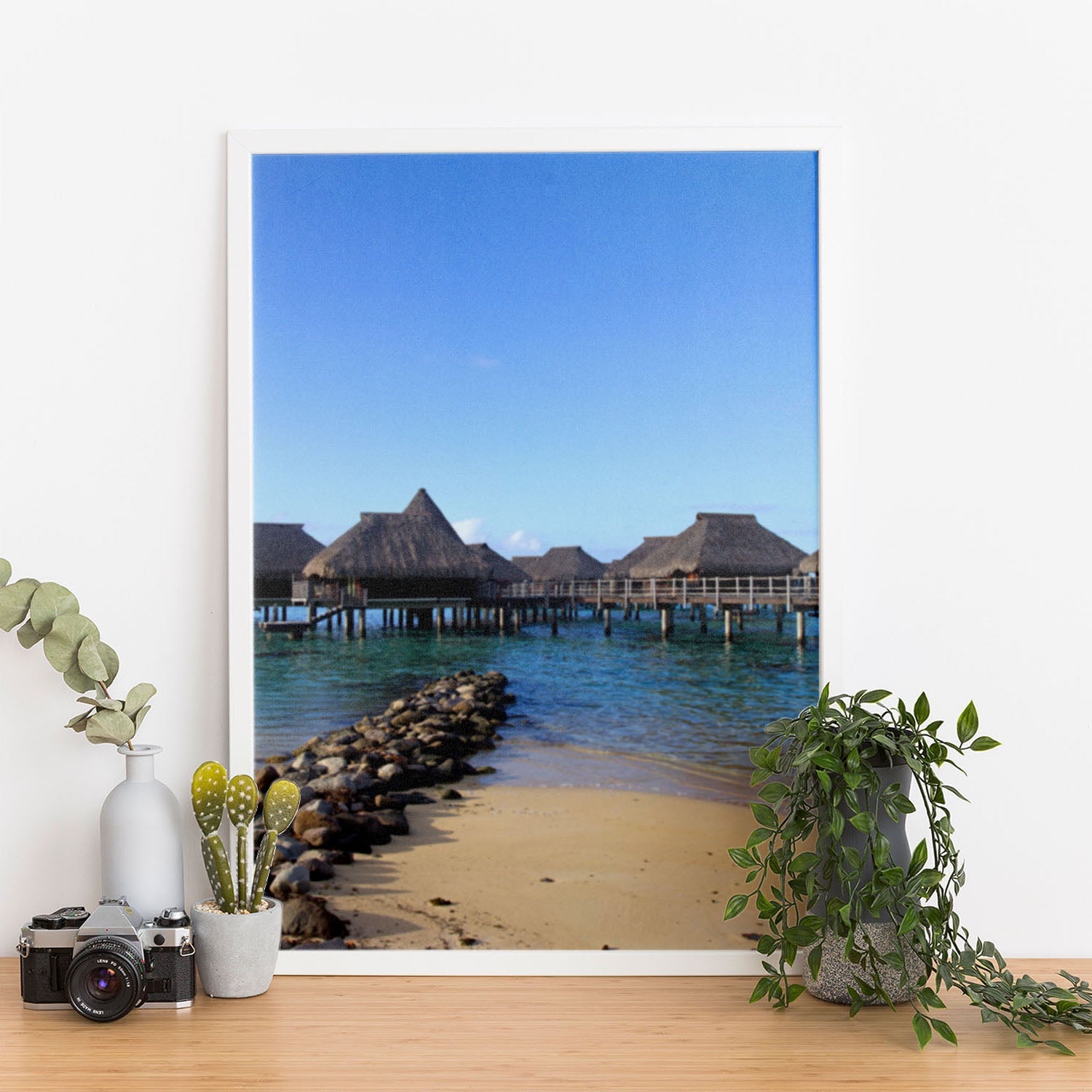 Wes Co Gallery Poster Exotic Overwater Bungalows 11 x 17" Home Goods - Nature  Art Print