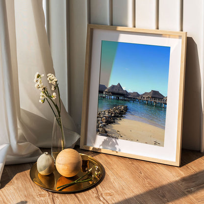 Wes Co Gallery Poster Exotic Overwater Bungalows 5 x 7" Home Goods - Nature  Art Print