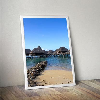 Wes Co Gallery Poster Exotic Overwater Bungalows 11 x 17" Home Goods - Nature  Art Print