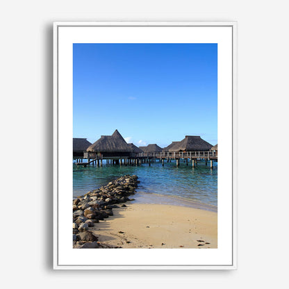 Wes Co Gallery Poster Exotic Overwater Bungalows 5 x 7" Home Goods - Nature  Art Print