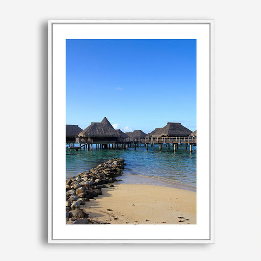 Wes Co Gallery Poster Exotic Overwater Bungalows 5 x 7" Home Goods - Nature  Art Print