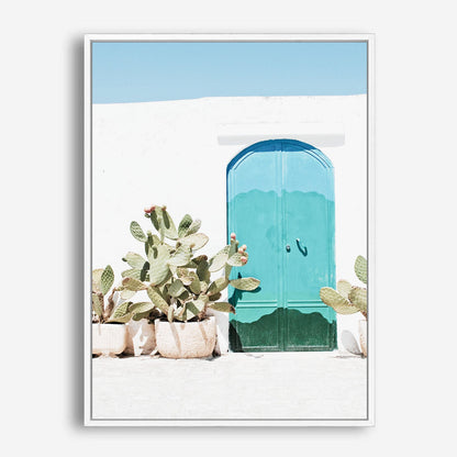 Wes Co Gallery Poster Cactus Garden and Teal Door 8 x 10" Home Goods - Nature  Art Print