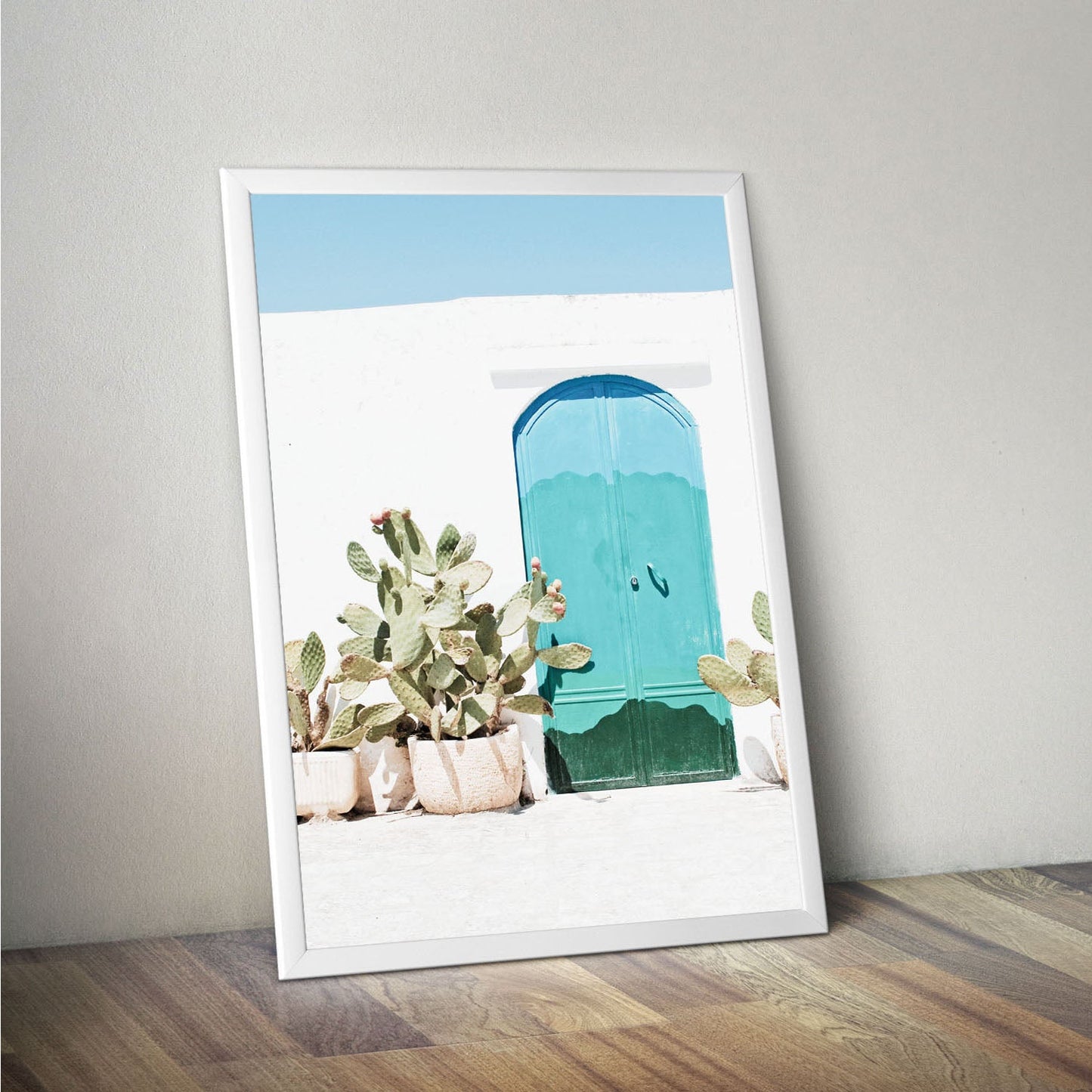 Wes Co Gallery Poster Cactus Garden and Teal Door 11 x 17" Home Goods - Nature  Art Print