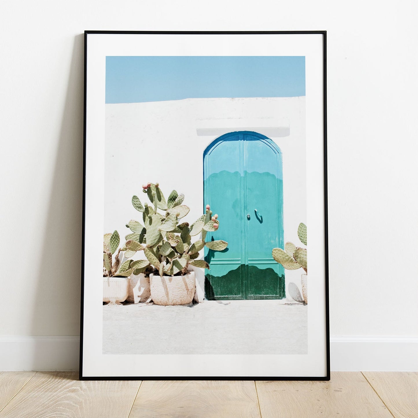 Wes Co Gallery Poster Cactus Garden and Teal Door 5 x 7" Home Goods - Nature  Art Print