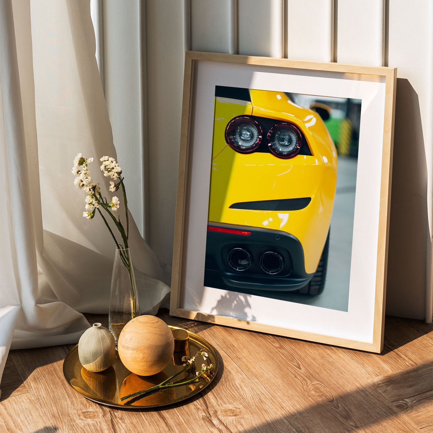 Wes Co Gallery Poster Vibrant Yellow Sports Car 5 x 7" Home Goods - Cars  Art Print